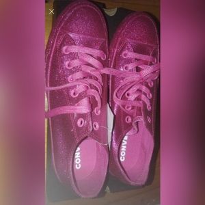 PINK GLITTER CONVERSE LOW TOP SNEAKERS